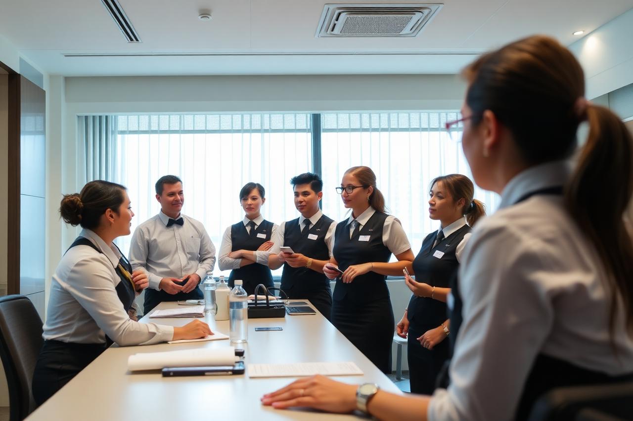 Omni Services hospitality team in a standards training session